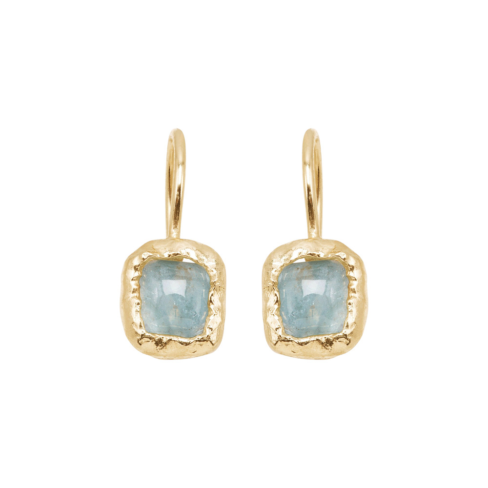 SILPADA Mediterra Natural Aquamarine Petite Drop Earrings in 14K Gold-Plated SS